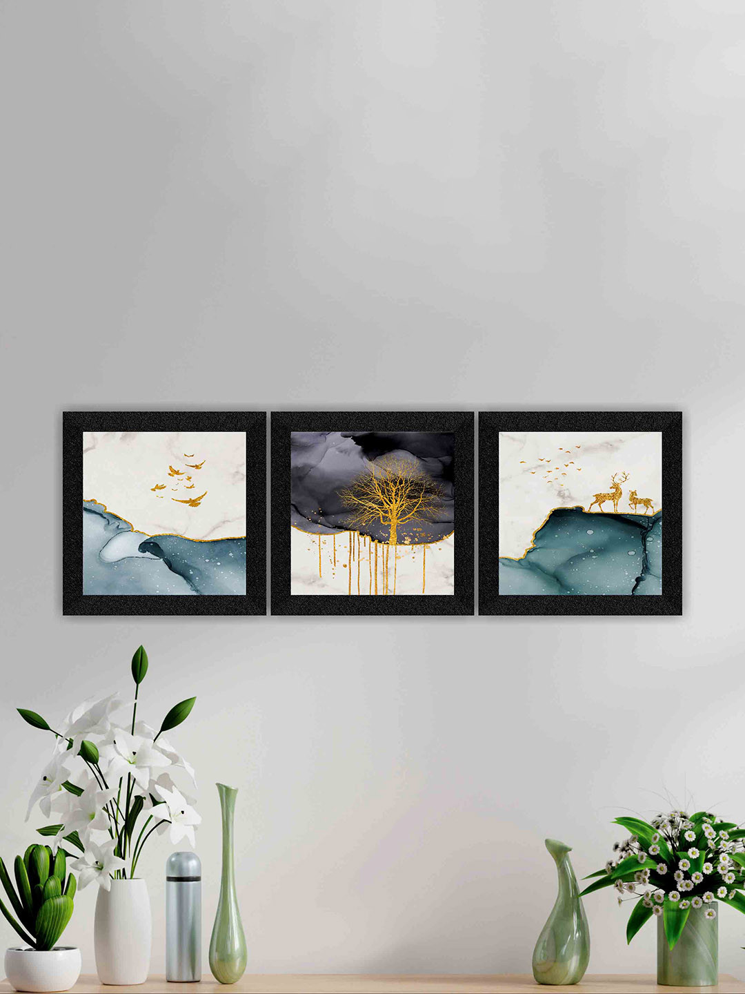 SAF Paper 3 Piece Wall Square Paintings Wall Art -10 x 10In