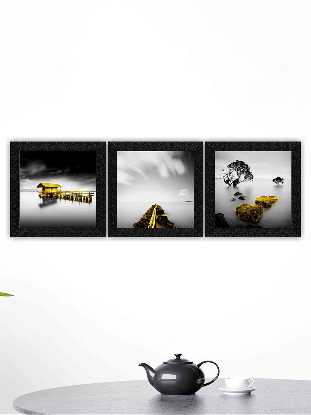 SAF Nature Paper 3 Piece Wall Square Paintings Wall Art - 10 x 10 In