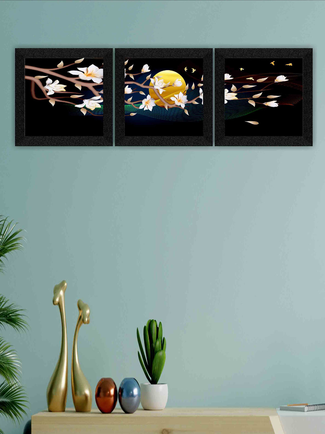 SAF Nature Canvas 3 Piece Wall Square Paintings Wall Art - 10 x 10In
