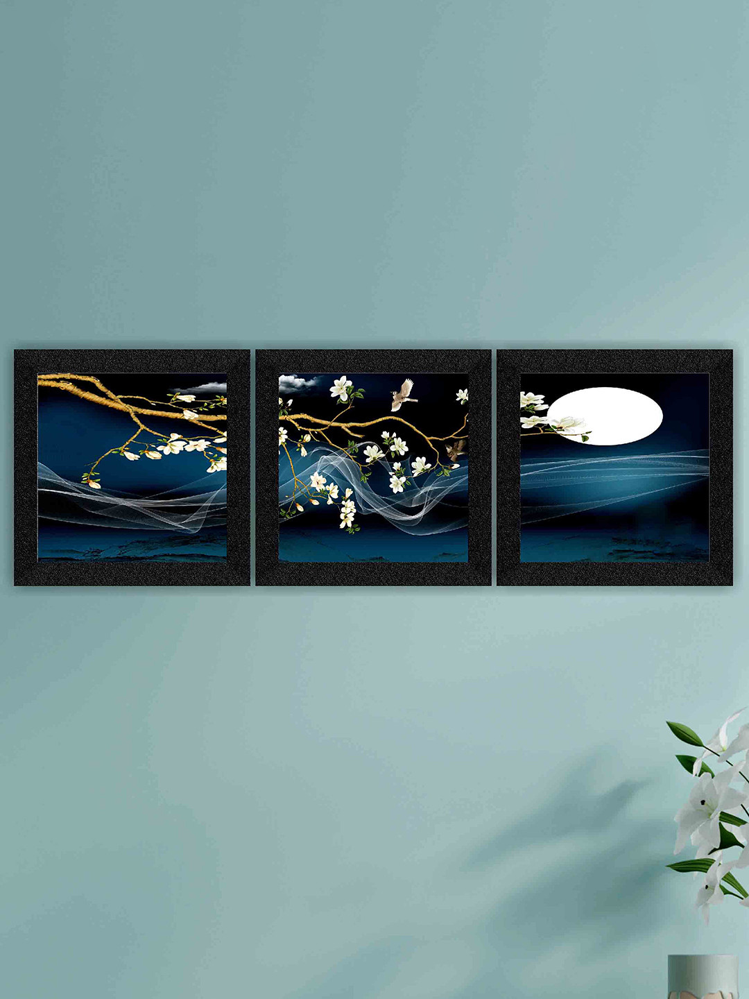 SAF Nature Wood 3 Piece Wall Square Paintings Wall Art -10 x 10In