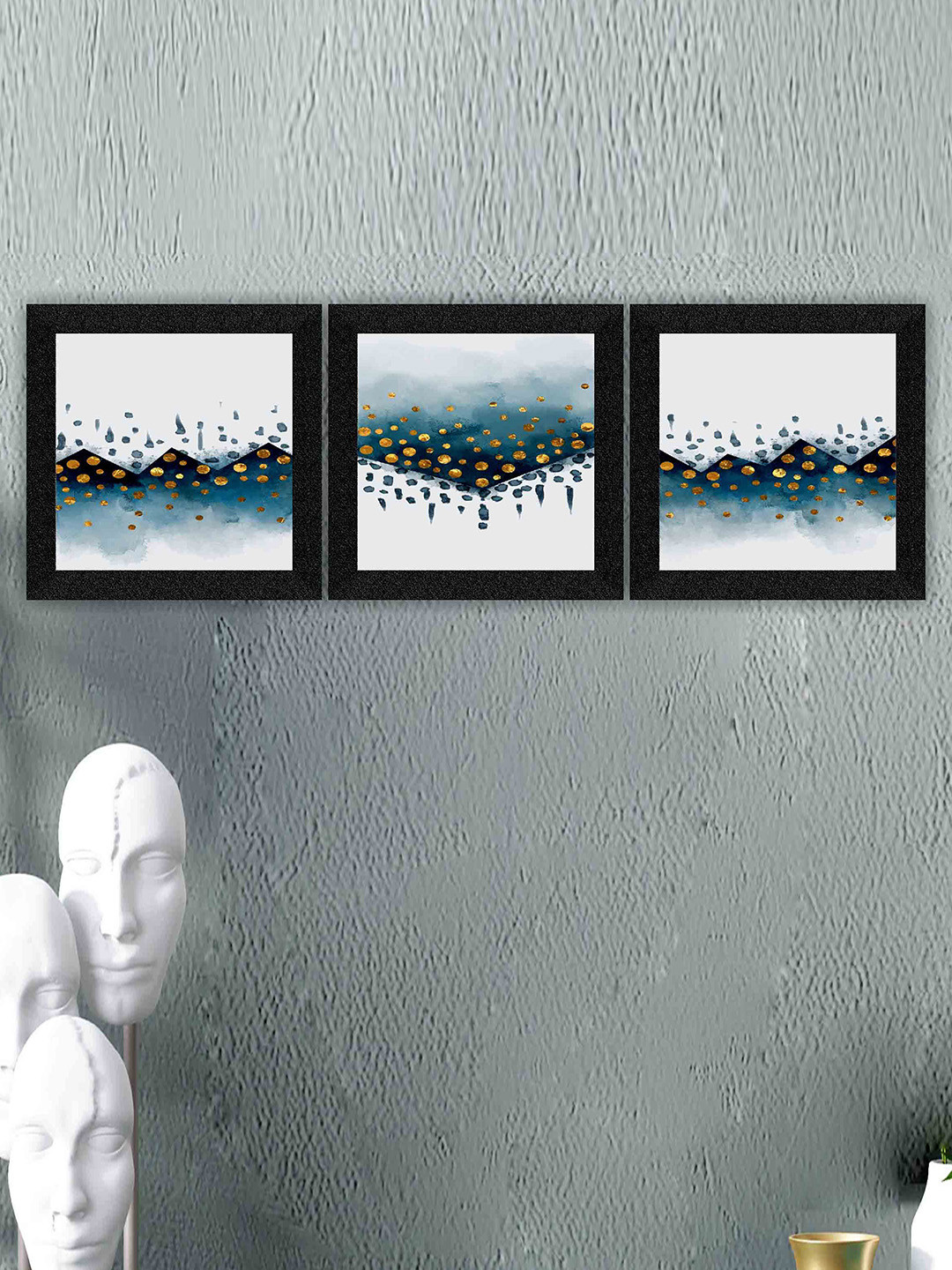 SAF White & Black 3 Pieces Art Painting Framed Wall Art