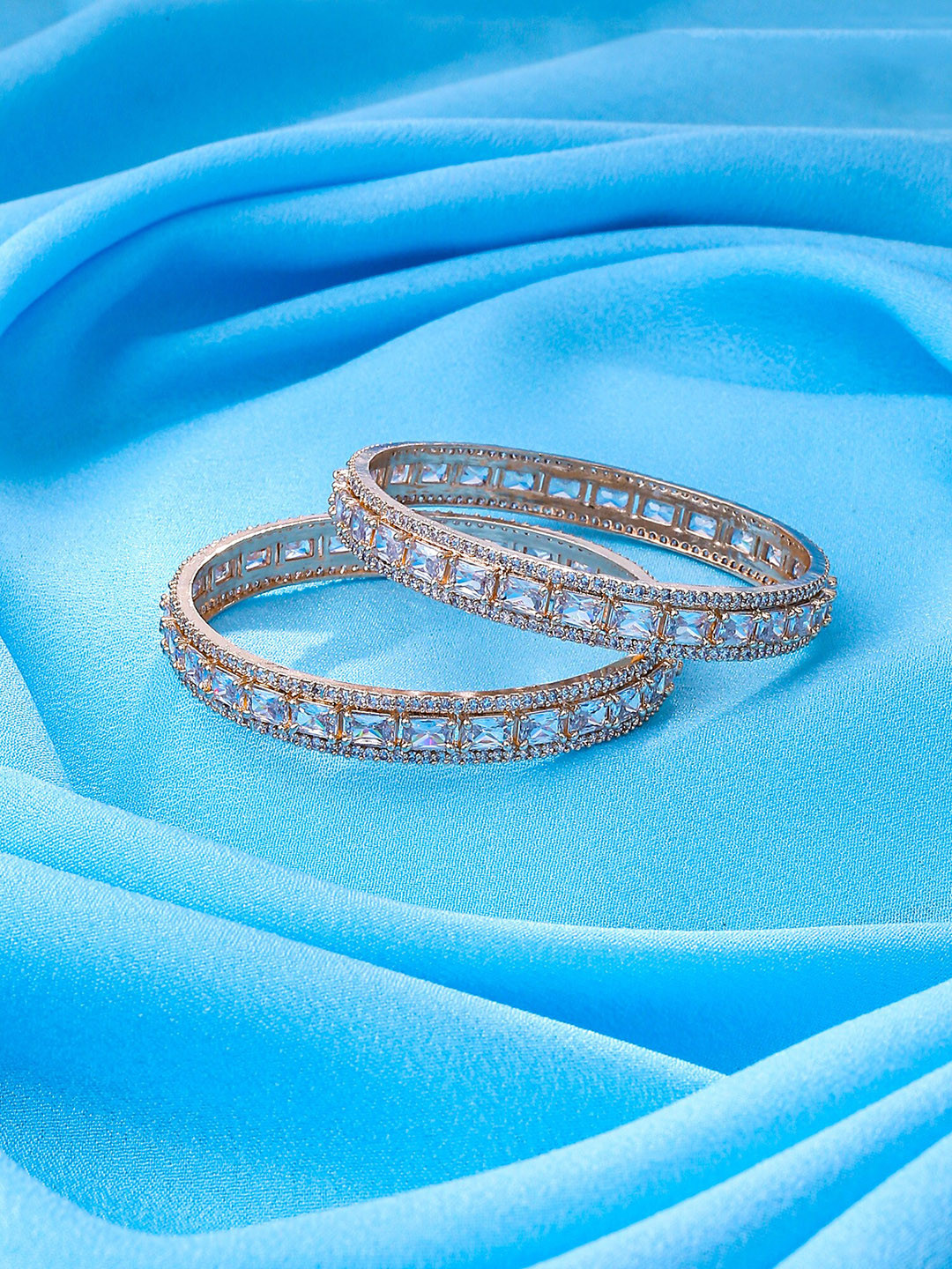 Yellow Chimes Set Of 2 Rose Gold Plated & AD-Studded Bangles