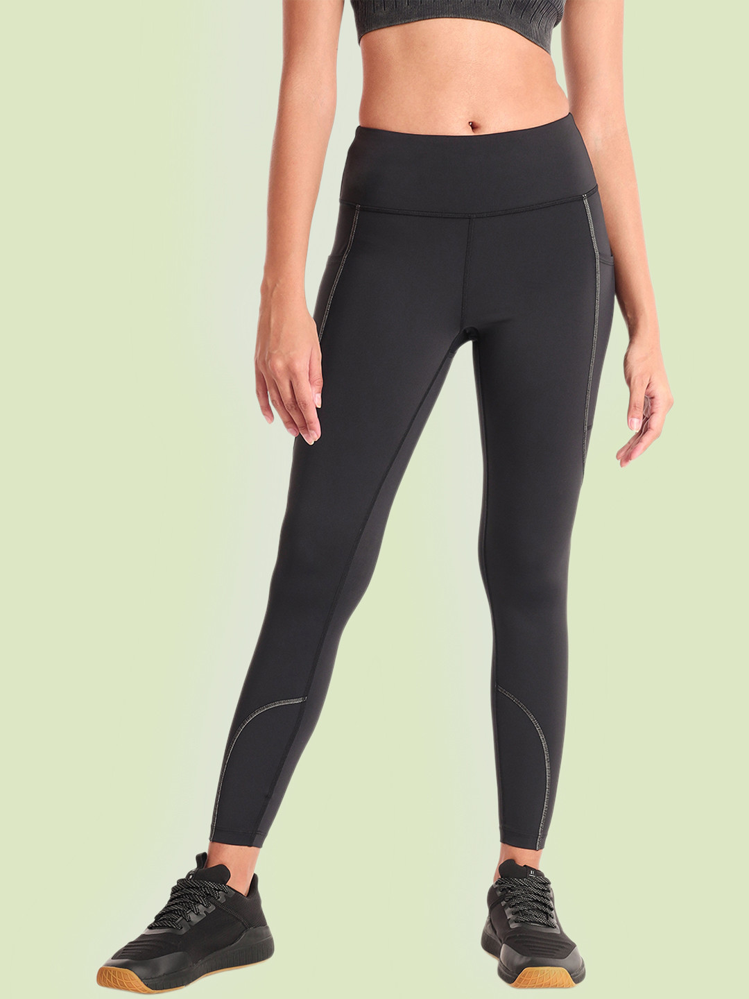 CULT Women Contrast Panel High-Rise Breathable Running Tights