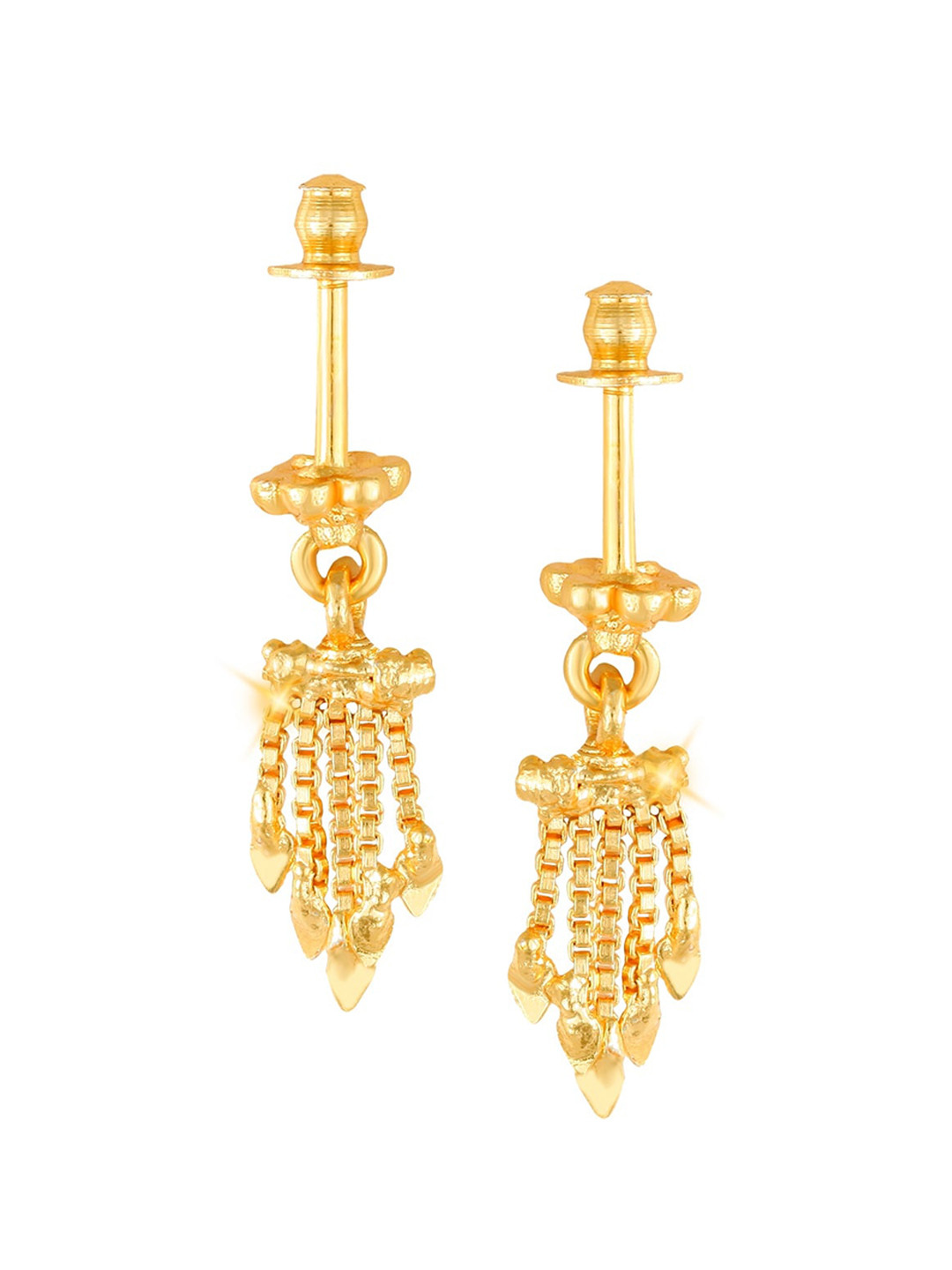 Vighnaharta Gold-Plated Teardrop Shaped Bugadi Earrings