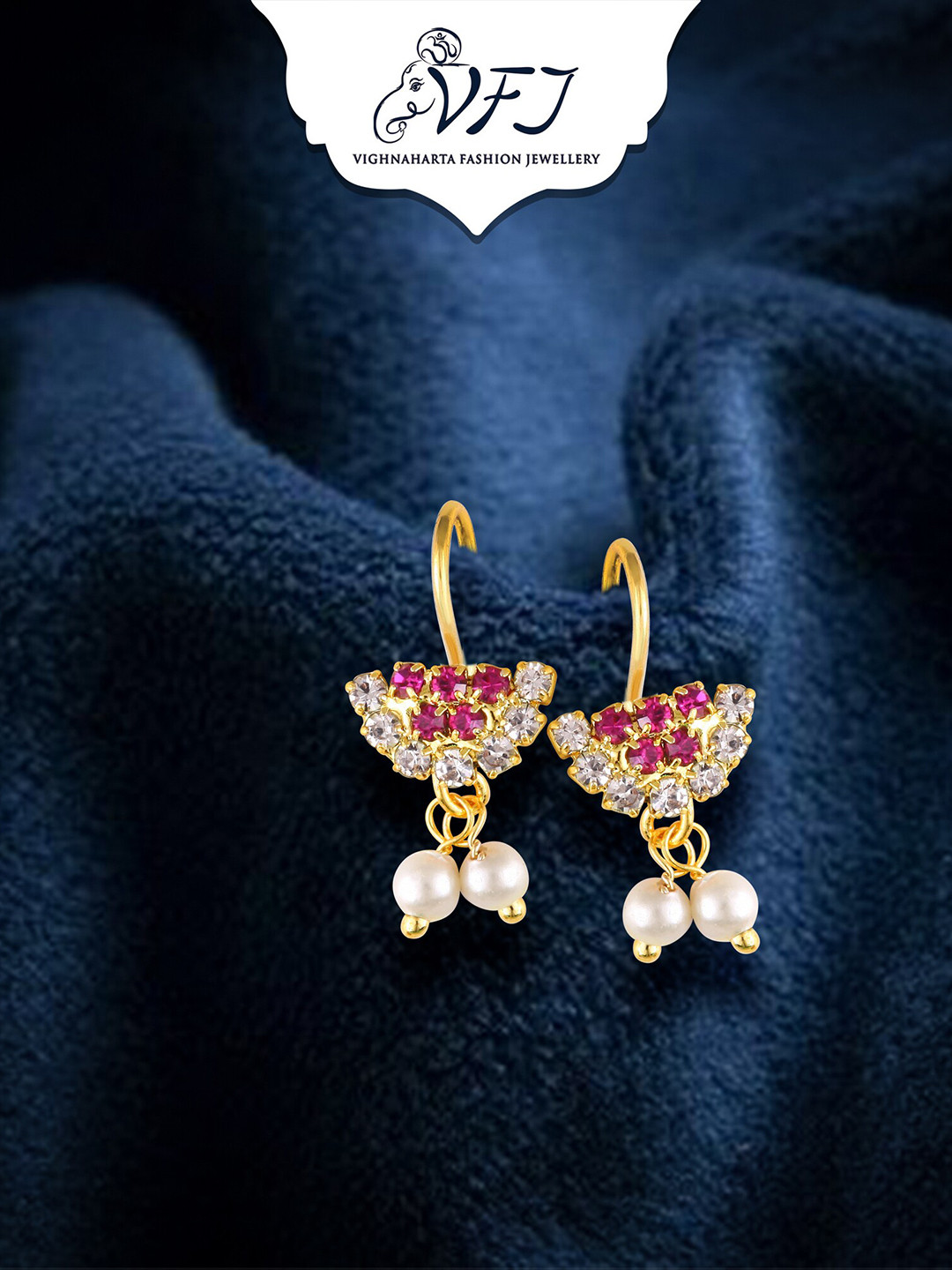 Vighnaharta Gold-Plated Teardrop Shaped Ear Cuff