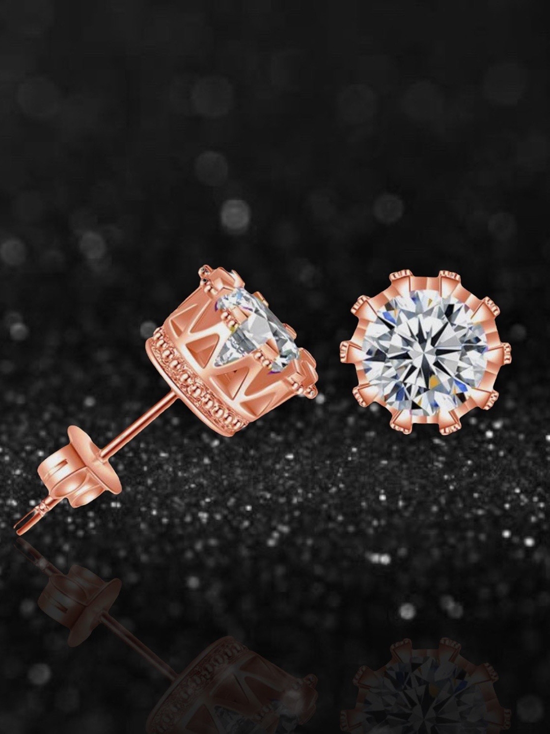 Rose gold and silver earrings deals