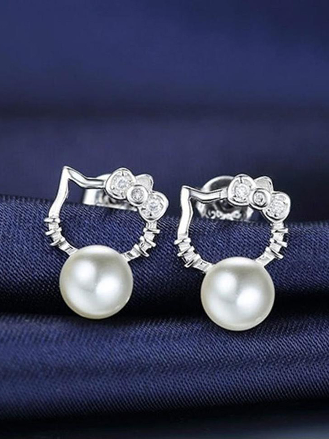 MYKI Silver-Plated Set Of 3 Contemporary Studs Earrings
