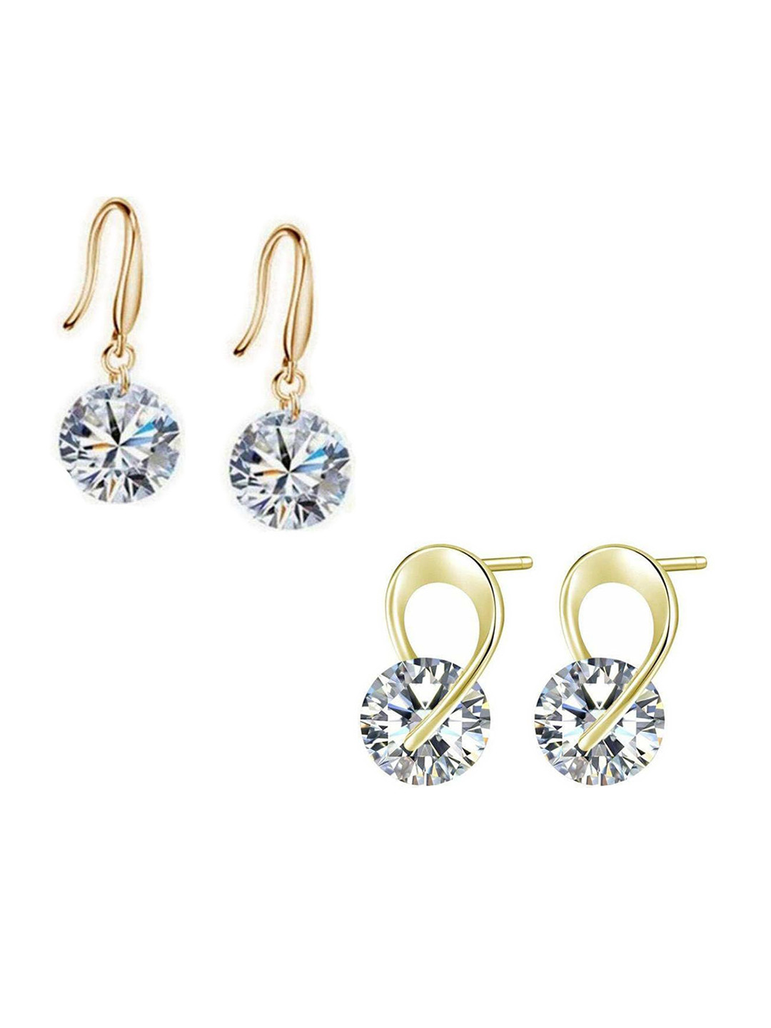 MYKI Gold Plated Set Of 2 Contemporary Drop Earrings