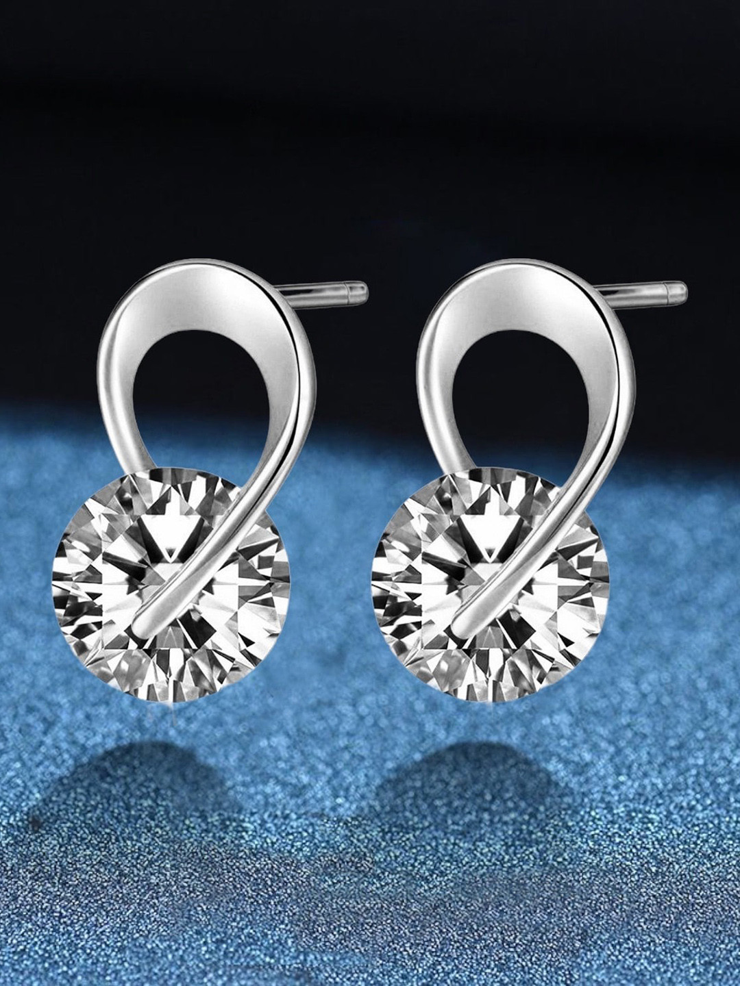 MYKI Silver-Plated Stainless Steel Contemporary Studs Earrings