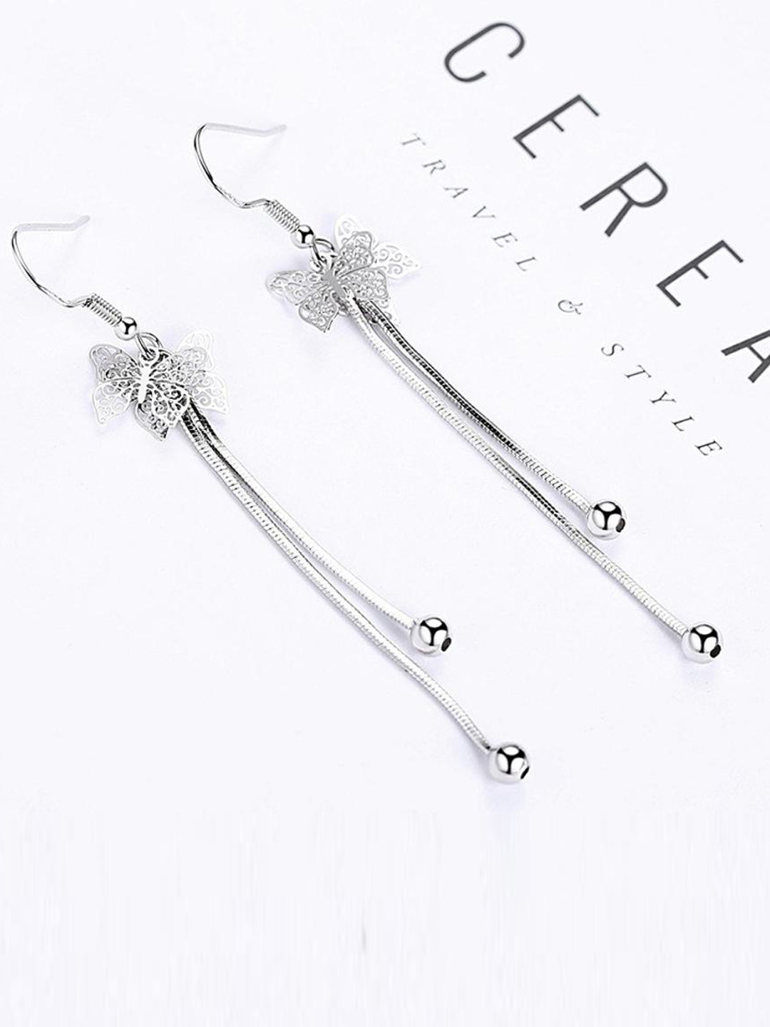 MYKI Silver-Plated Contemporary Drop Earrings