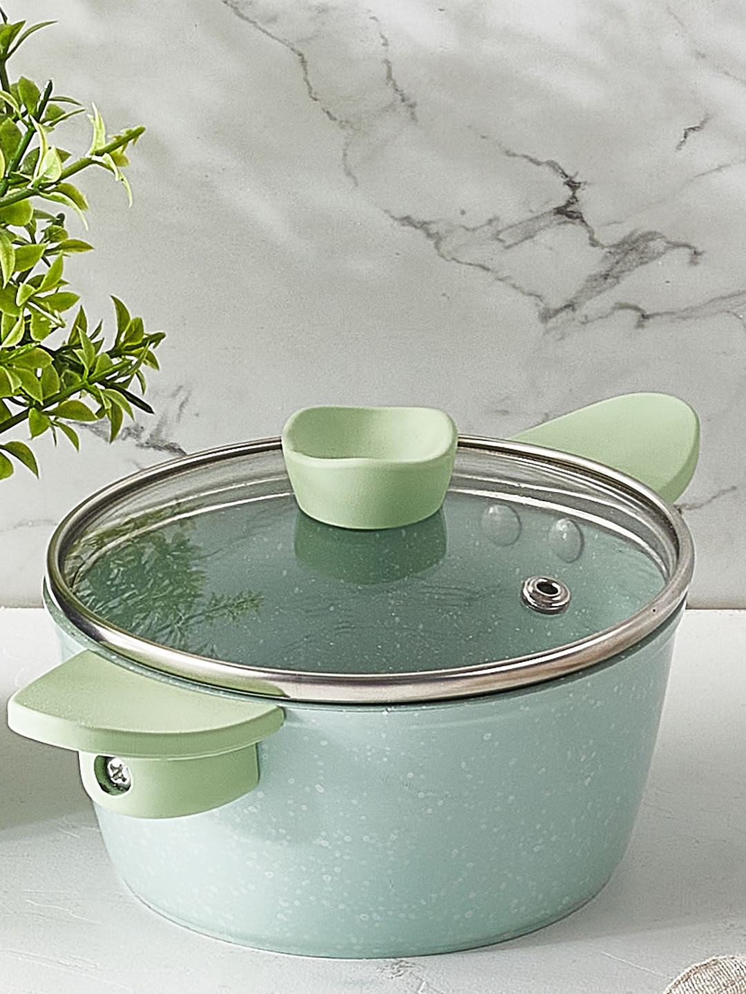 Home Centre Colour Refresh Blue & Green Non-Stick Casserole With Lid