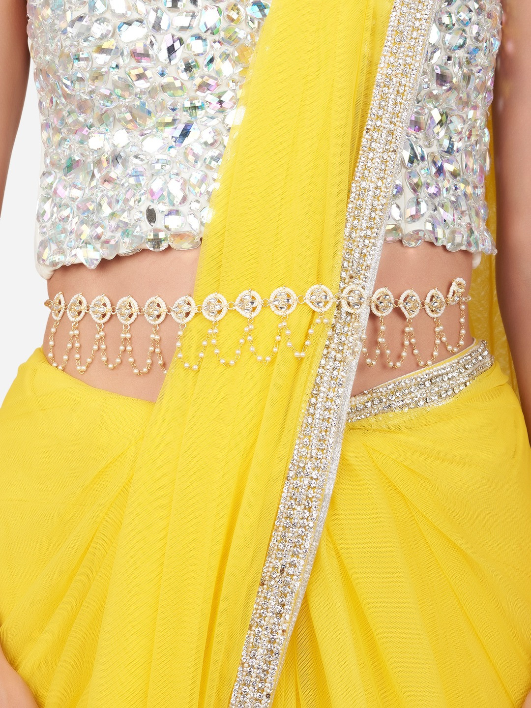 Zaveri Pearls Kundan-Studded Embellished Beaded Bridal Kamarbandh