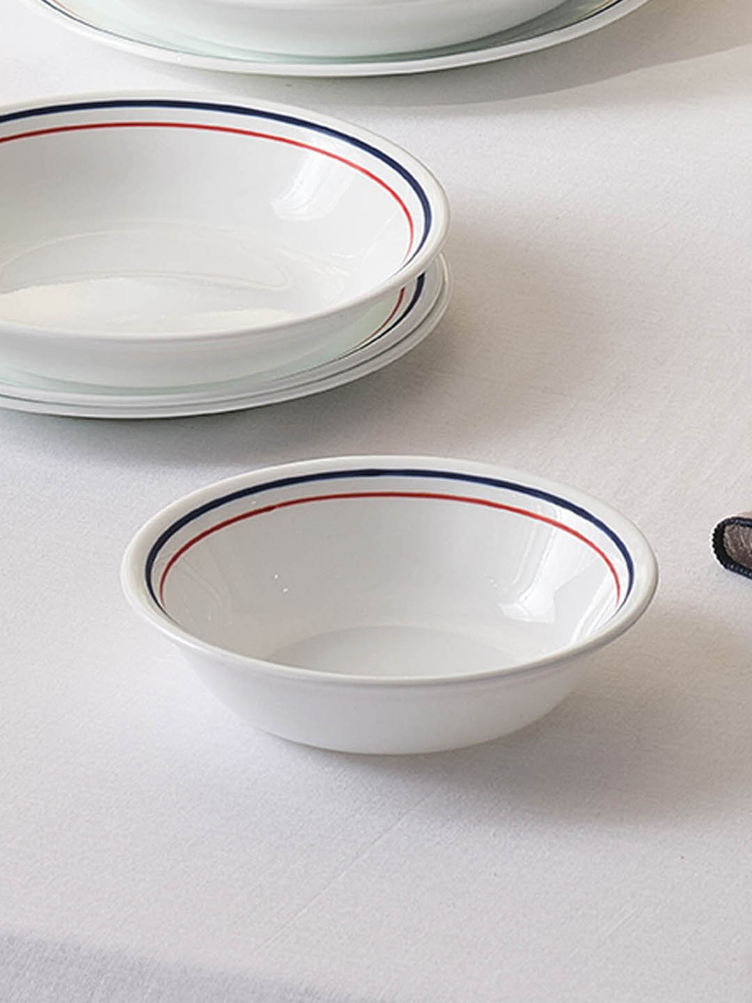 Corelle Livingware White & Red 6 Pieces Printed Vitrelle Glass Glossy Bowls - 296ml each
