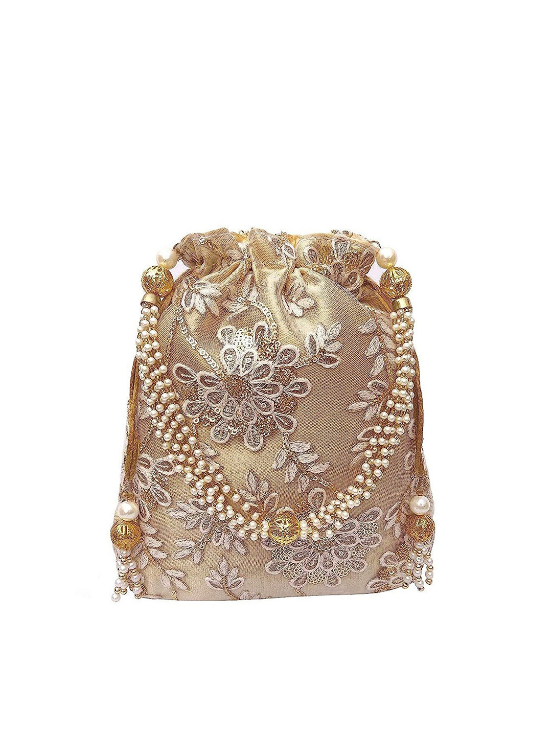 FRINGES Embroidered Potli Clutch