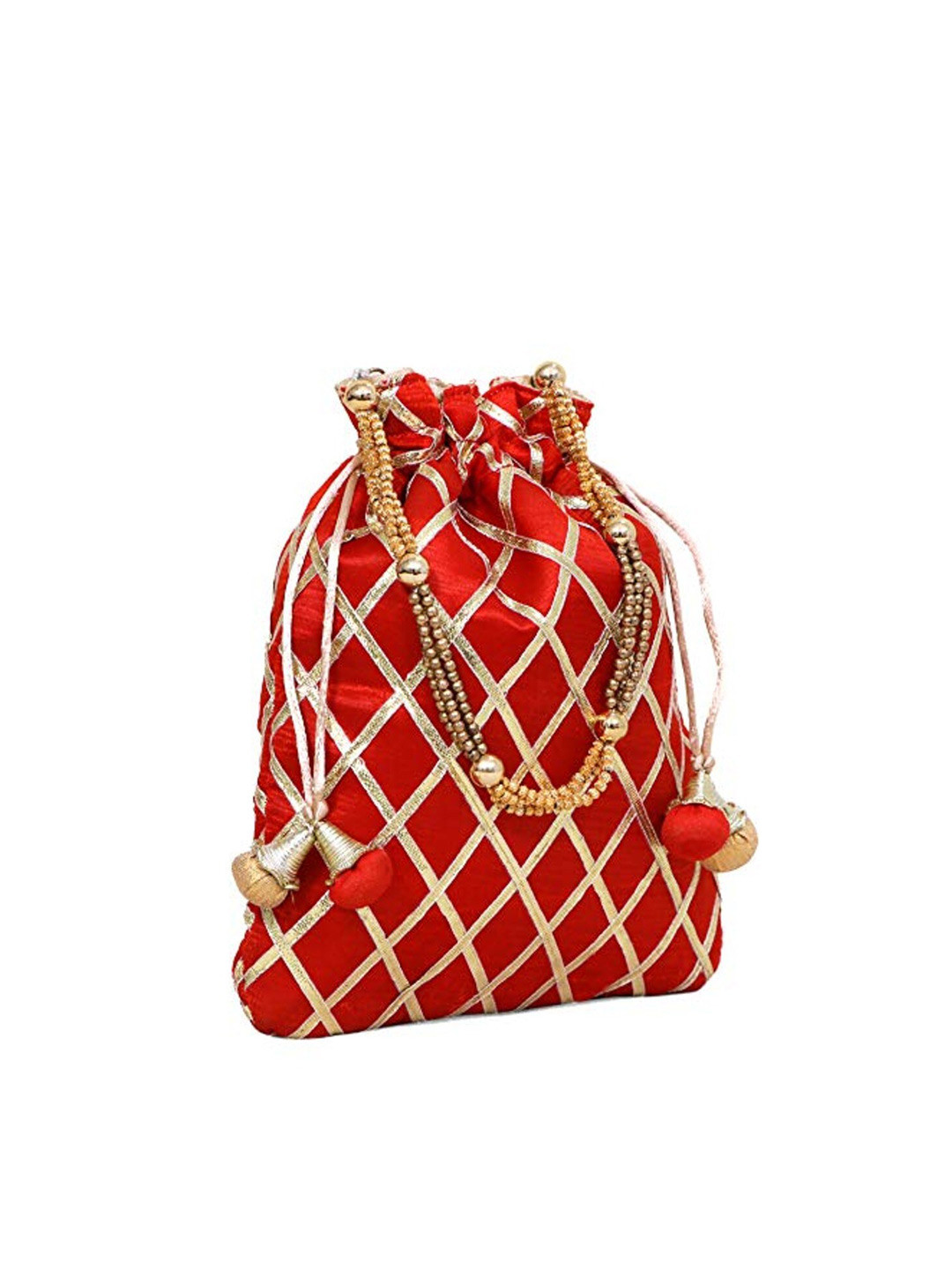 FRINGES Embellished Potli Clutch With Wrist Loop