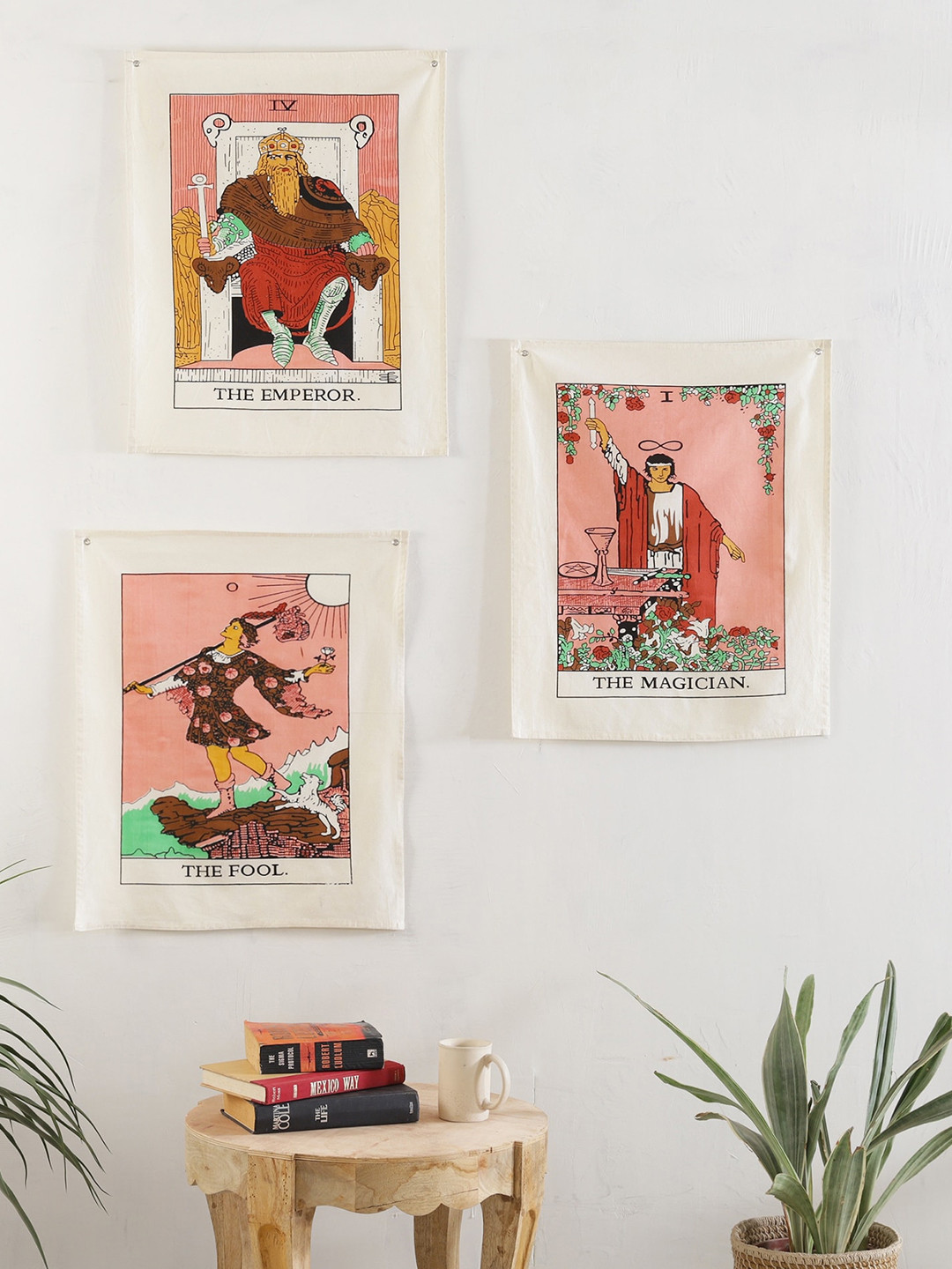 HANDICRAFT PALACE Emperor Magician Fabric Ethnic Motifs Matte 3Pcs Wall Hangings-19.7In