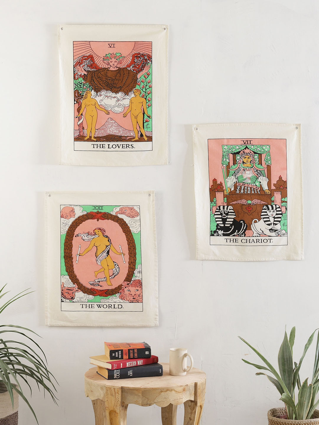 HANDICRAFT PALACE World Chariot Fabric Matte Hanging Hall 3Pcs Tapestries & Macrame-19.7In