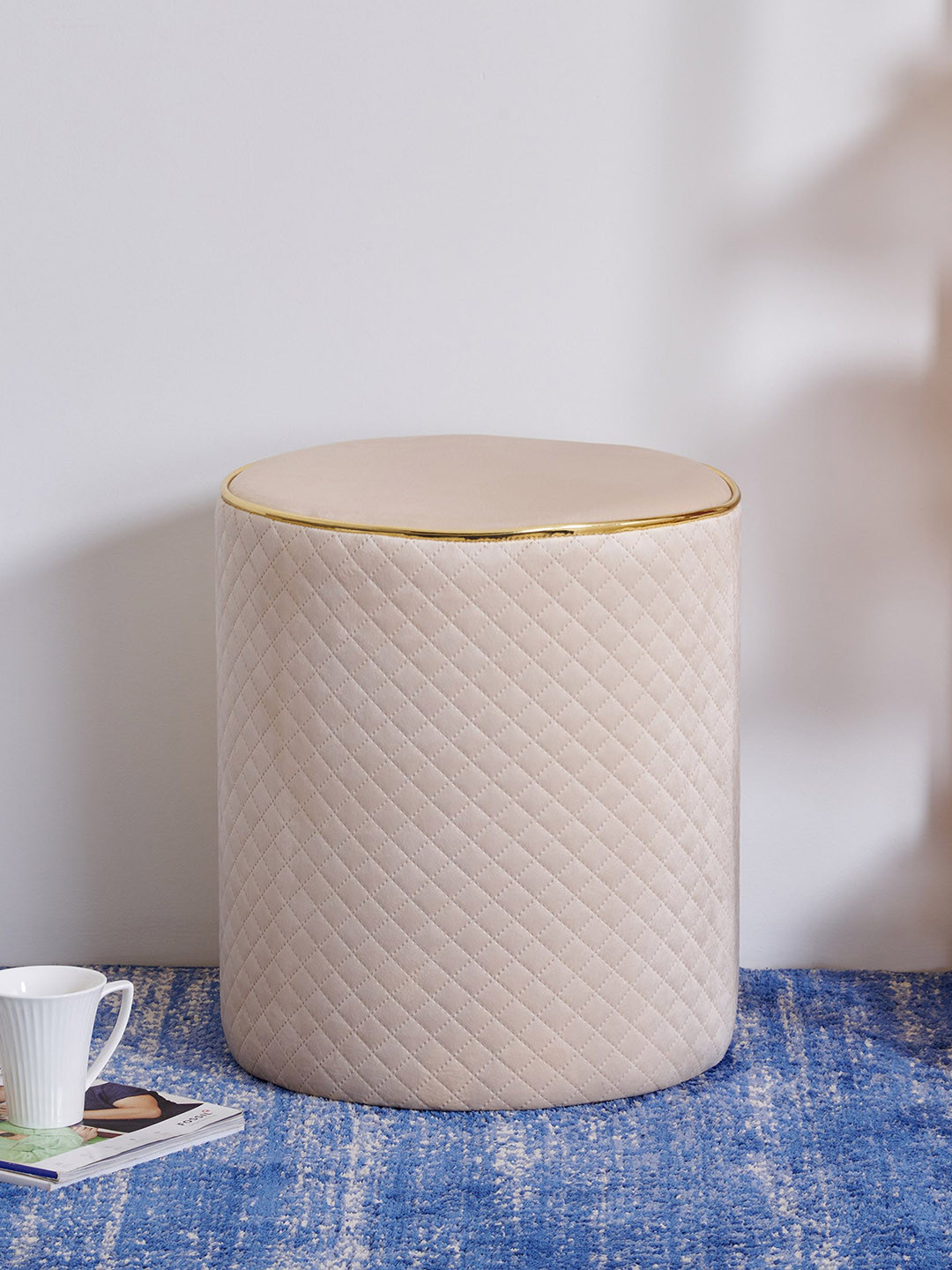 Home Centre Murphy Beige Round Ottoman