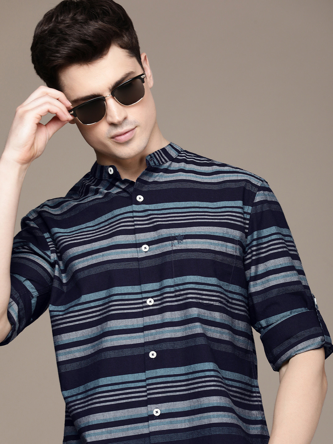 French Connection Slim Fit Multi Striped Pure Cotton Casual Shirt