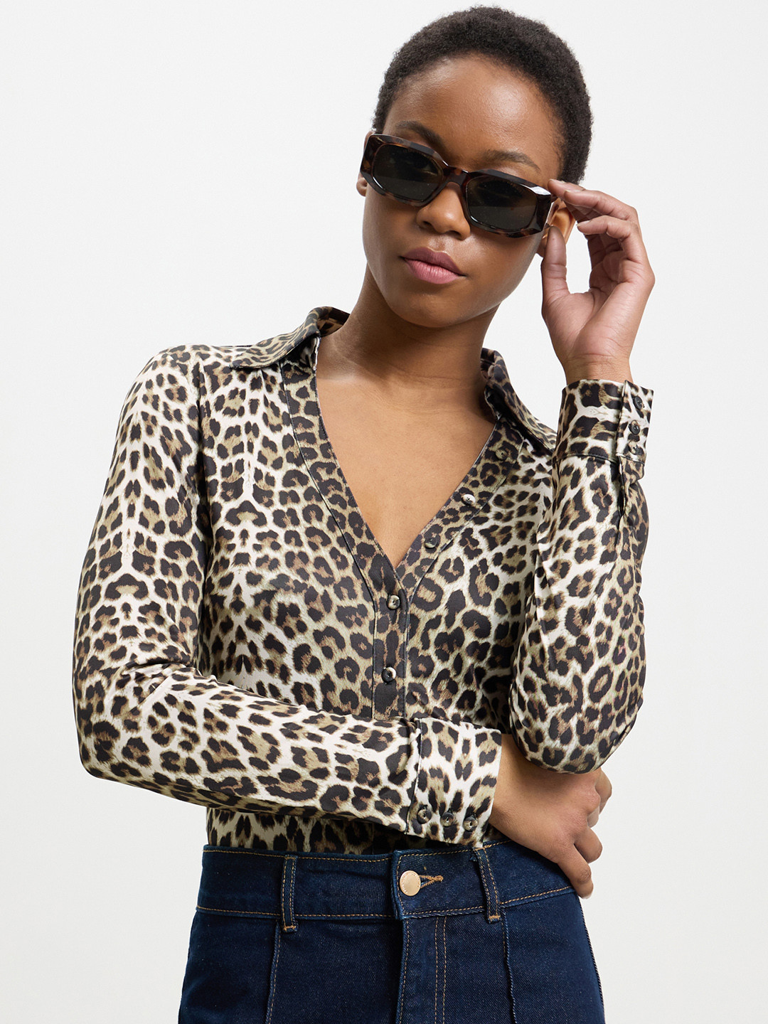 CALLIOPE Animal Print Casual Shirt