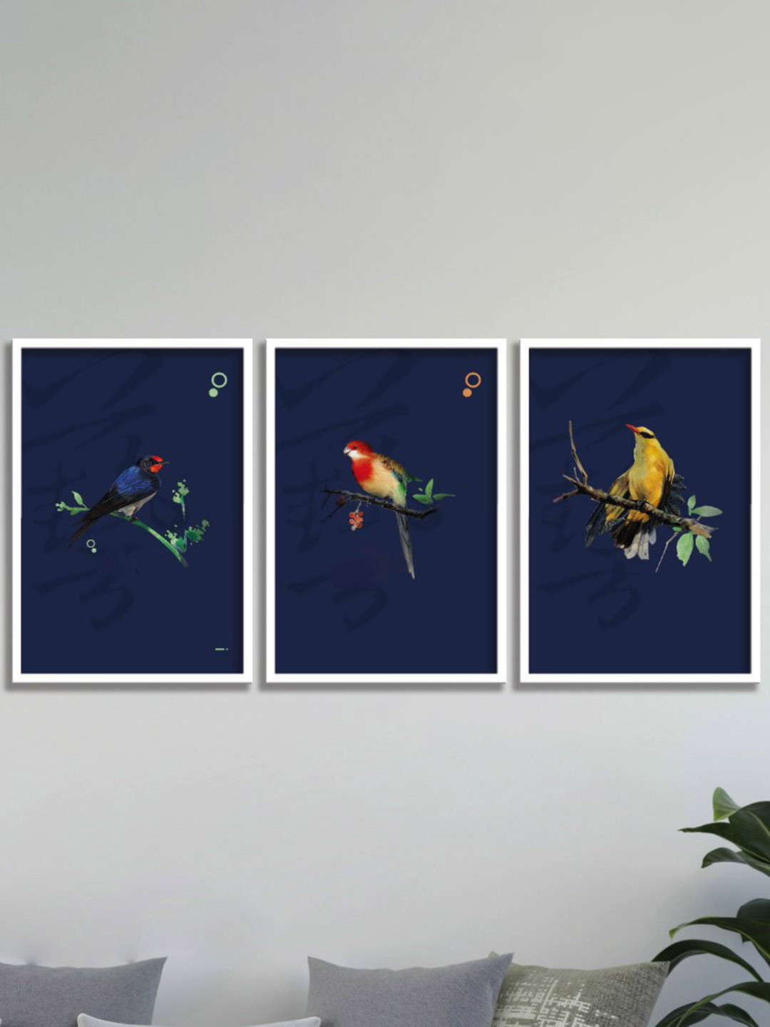 SAF Burgundy Paper 3 Pcs Wall Living Room Rectangle Paintings Wall Art -1.02 x 19.5In