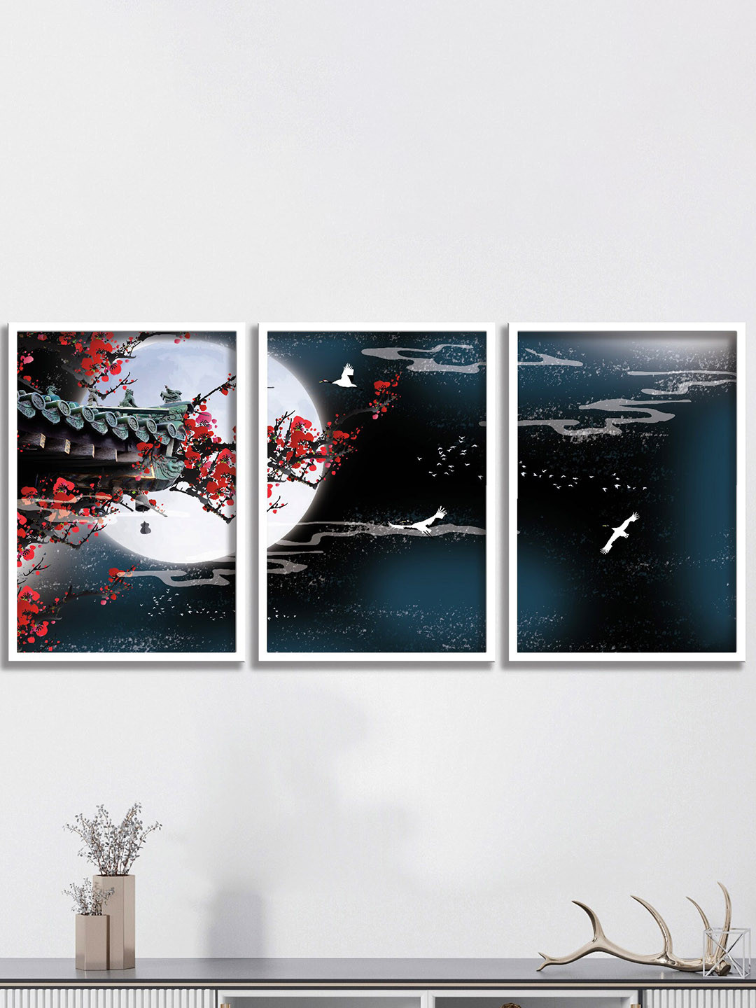 SAF Nature Wood 3 Piece Wall Rectangle Paintings Wall Art - 19.5 x 13.5In