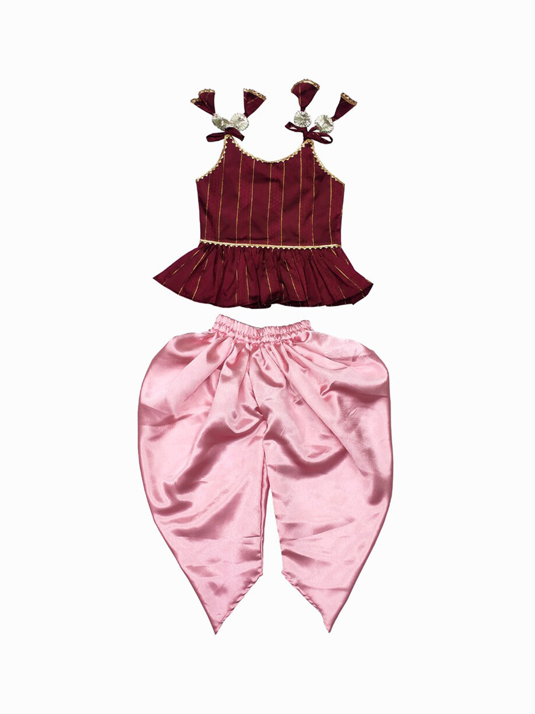 BAESD Girls Striped Top with Dhoti Pants