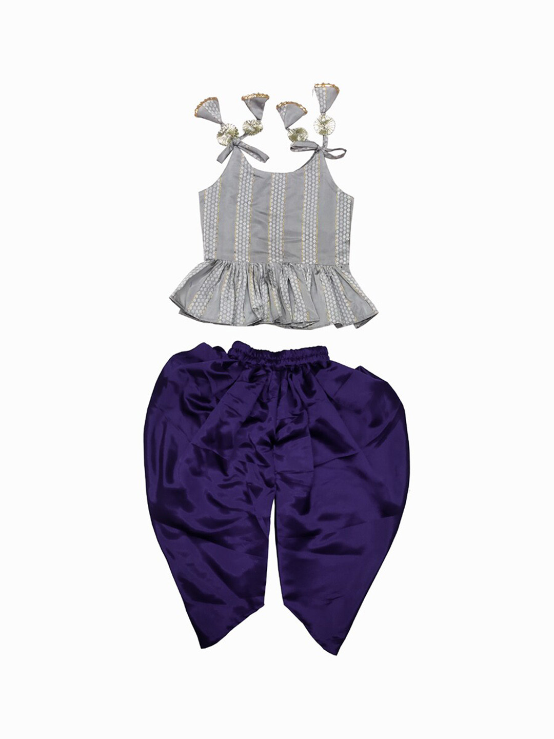 BAESD Girls Striped Top with Dhoti Pants