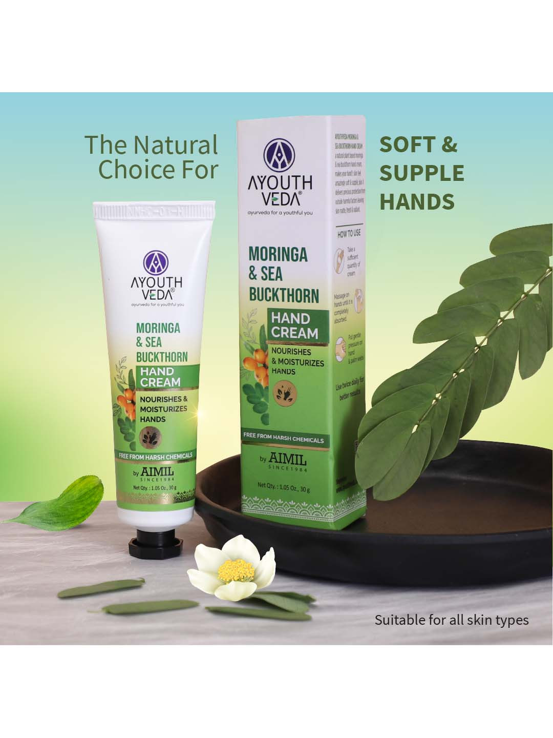 AYOUTHVEDA Nourishing & Moisturizing Moringa & Sea Buckthorn Hand Cream - 30g