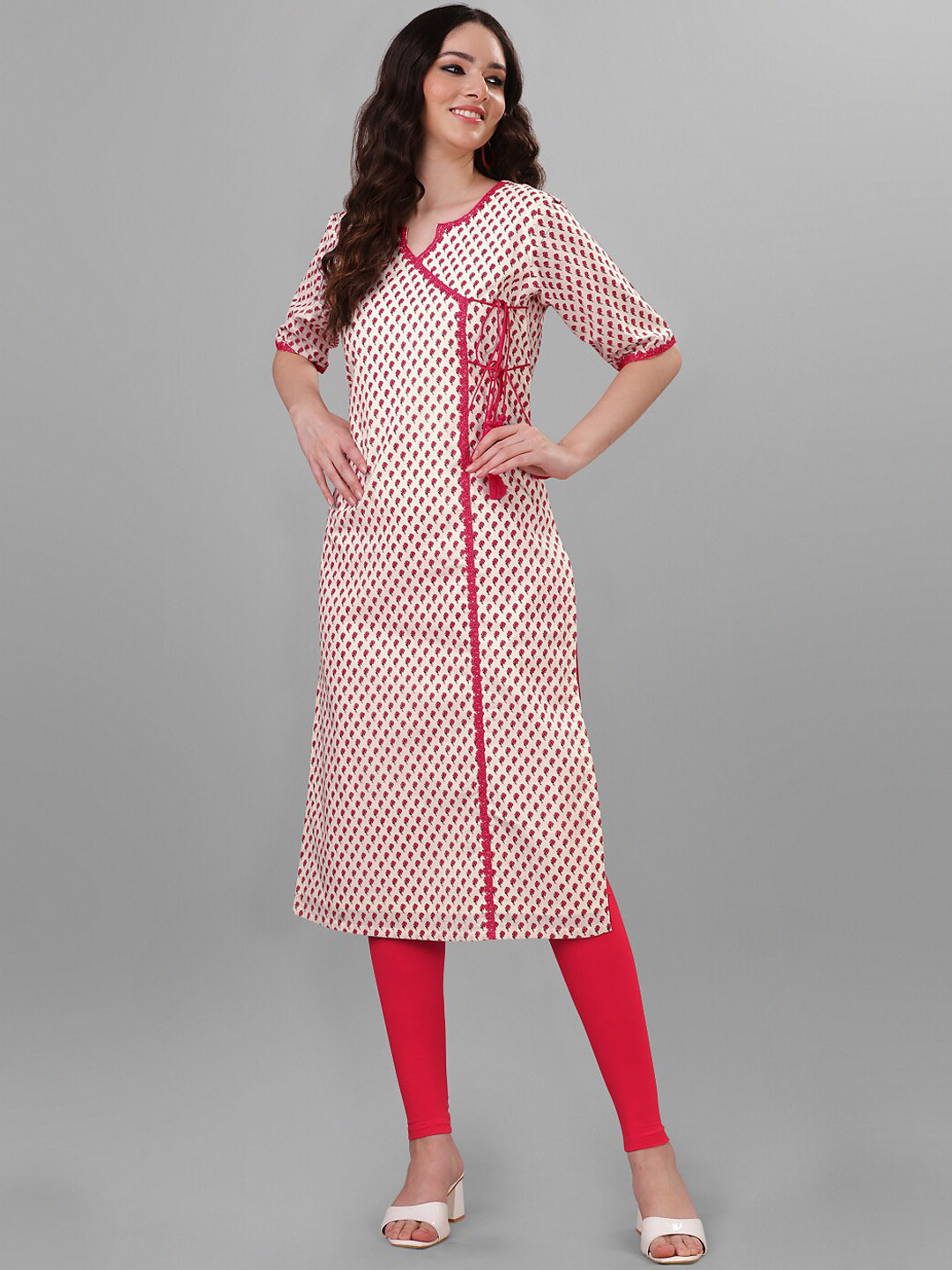 WEAVLLITE Floral Printed Wrap Pure Cotton Kurta