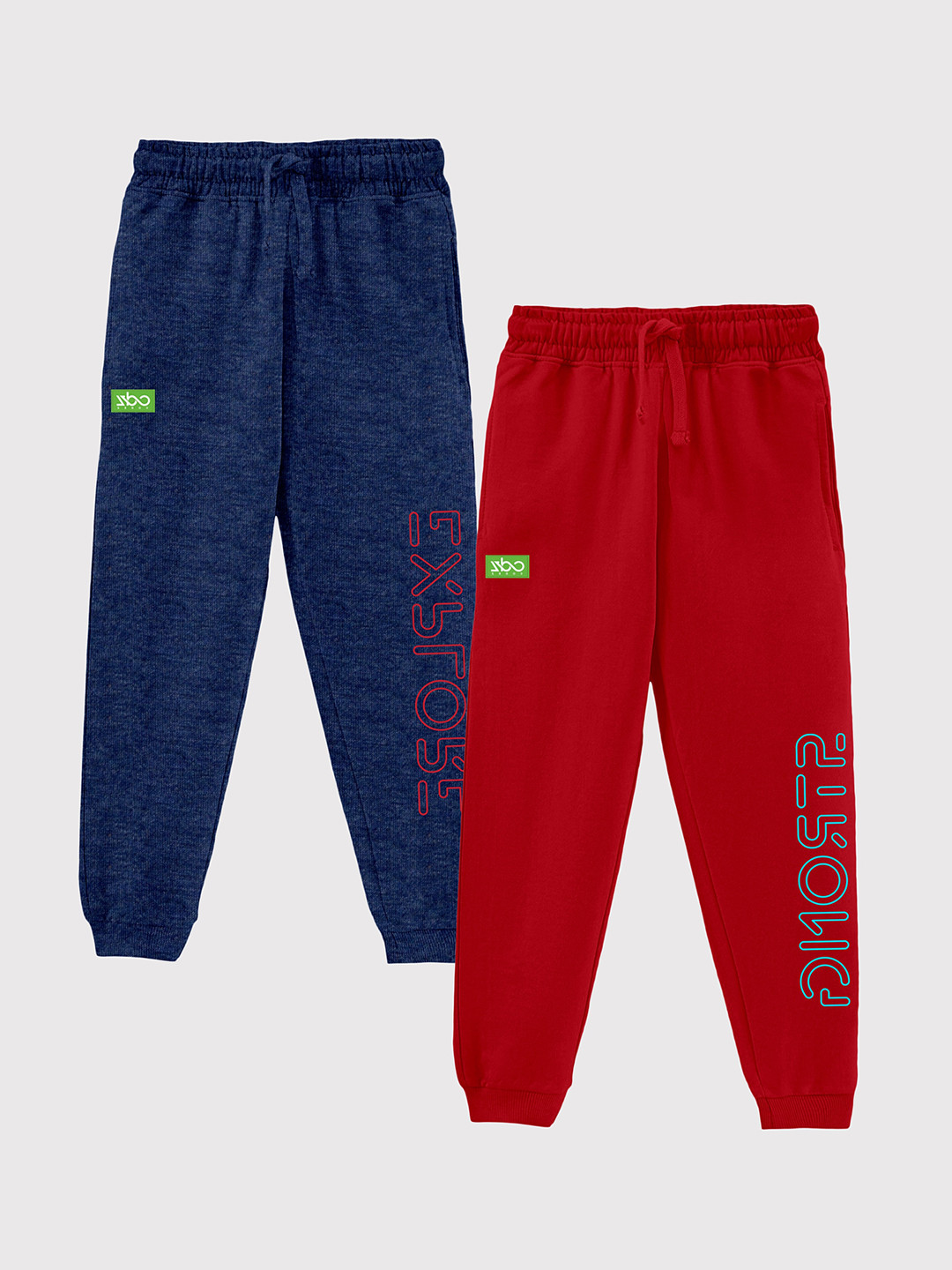 CODEZ Boys Pack Of 2 Printed Cotton Joggers