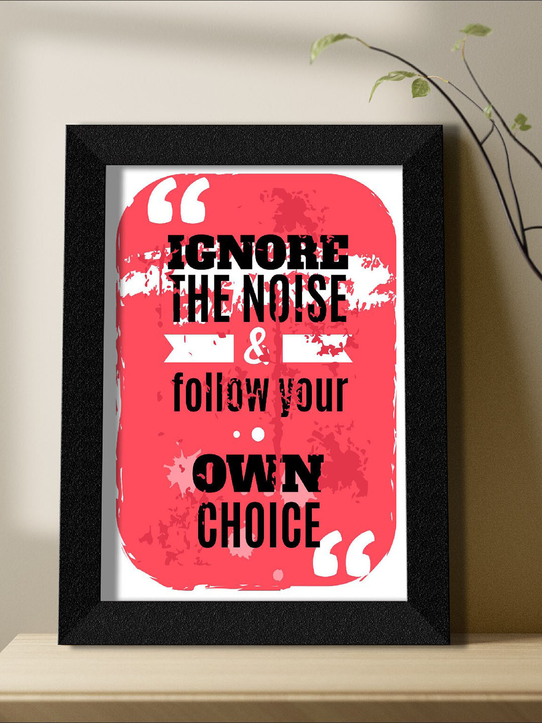 SAF White & Pink Motivational Quotes Painted UV Coating Wall Art