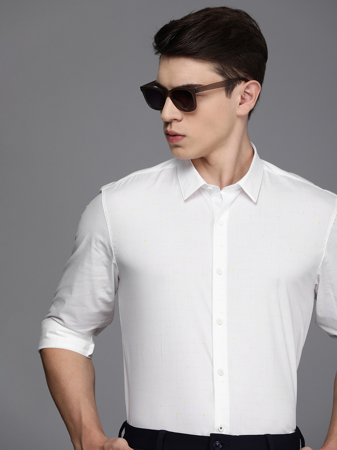 Louis Philippe Ath.Work Super Slim Fit Printed Semiformal Shirt