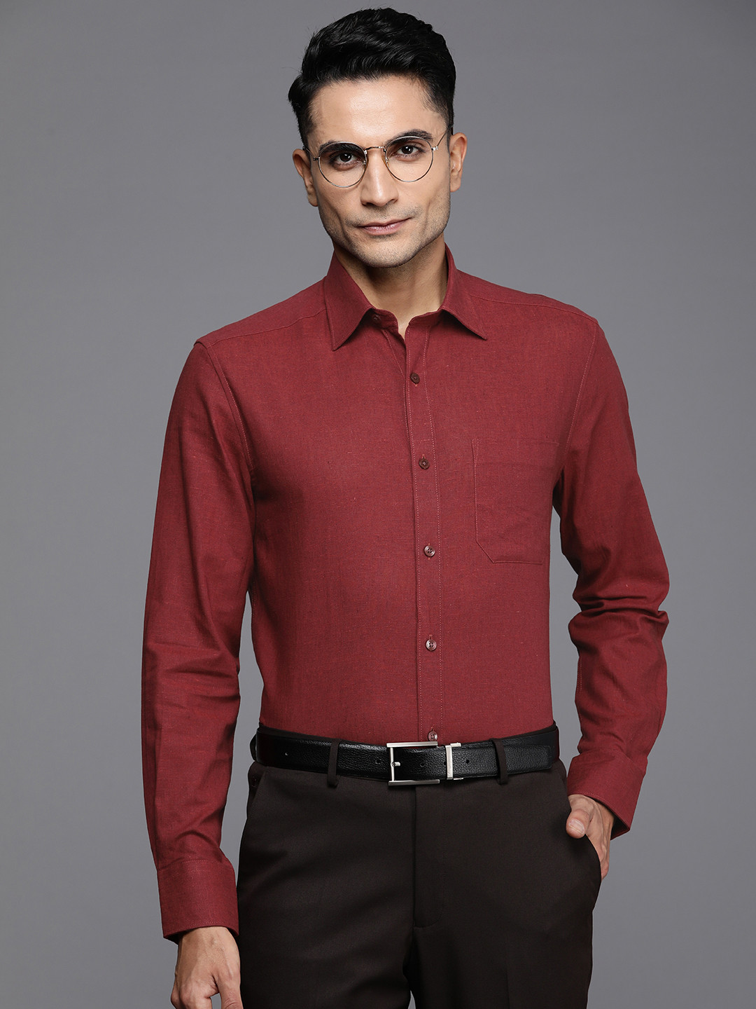 Louis Philippe Linen Cotton Classic Fit Formal Shirt