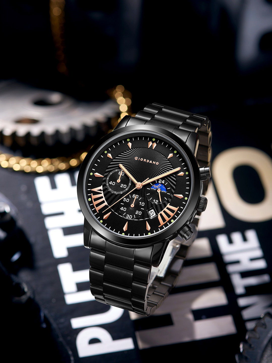 GIORDANO Men Embellished Dial & Bracelet Style Straps Analogue Watch GZ-50056-33A