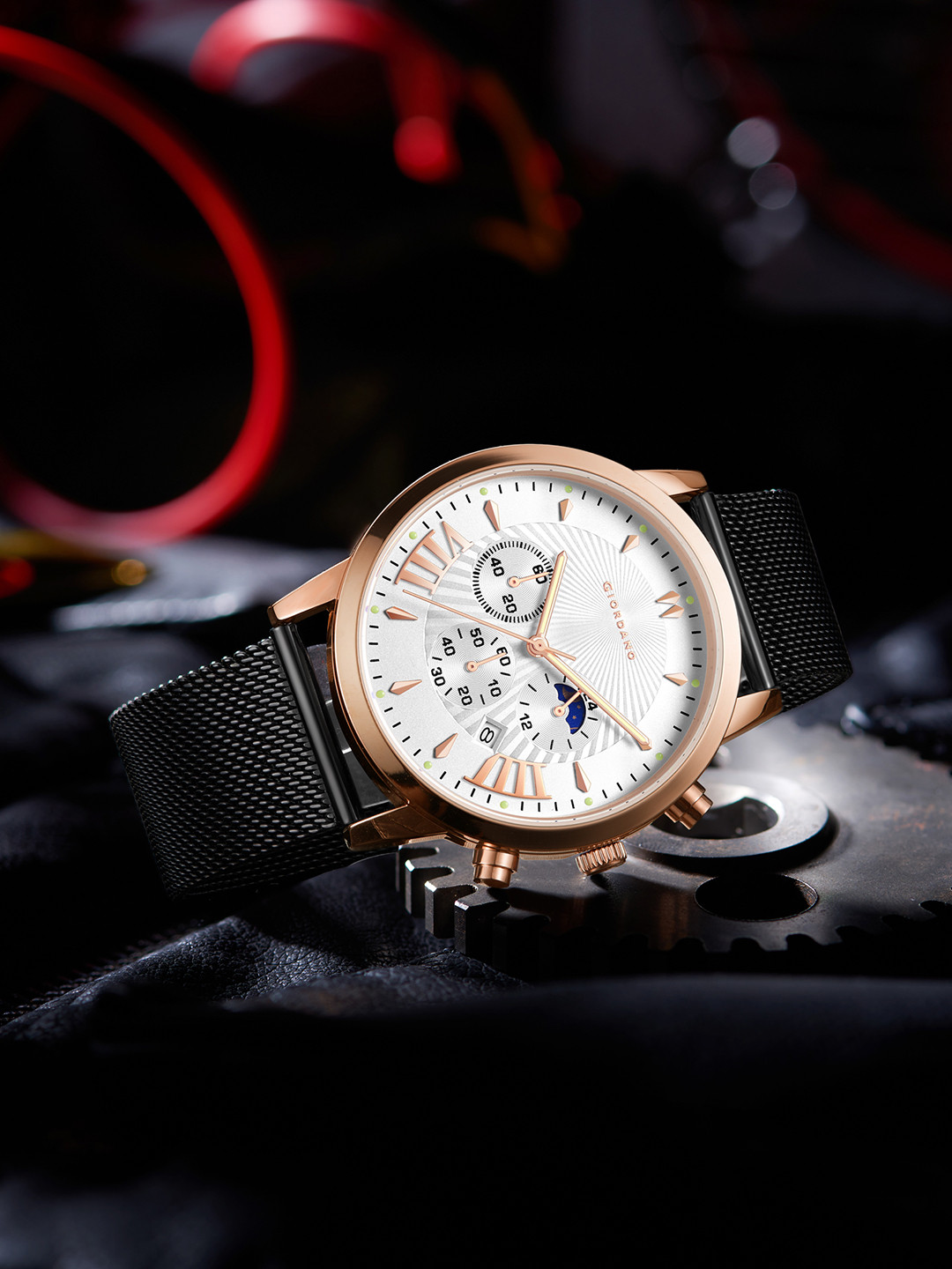 GIORDANO Men Patterned Dial & Bracelet Style Straps Analogue Watch GZ-50056-11