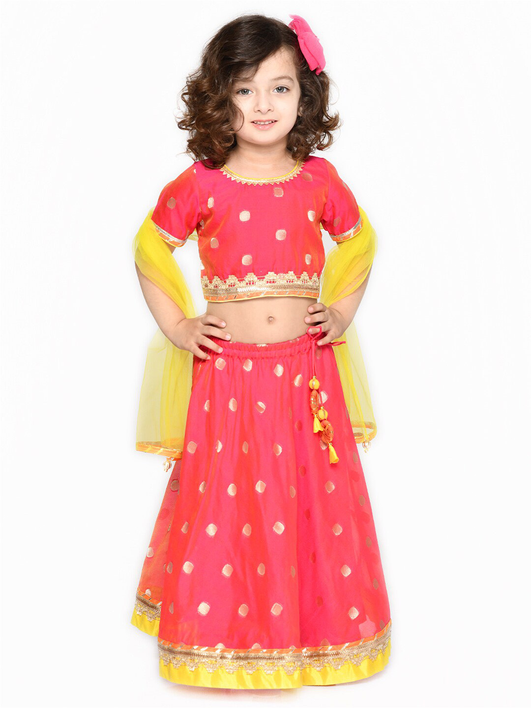 SAKA DESIGNS Girls Foil Print Ready to Wear Lehenga & Blouse With Dupatta