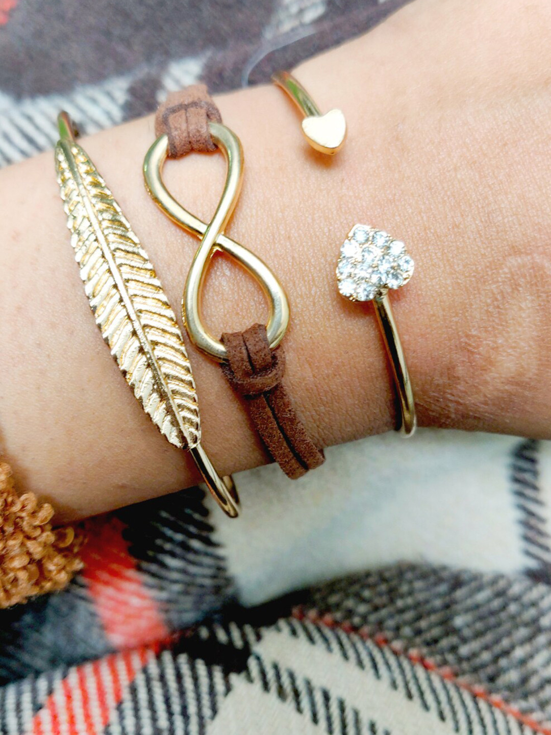 JOKER & WITCH Set Of 3 Gold-Plated Stone Studded Cuff Braceletset