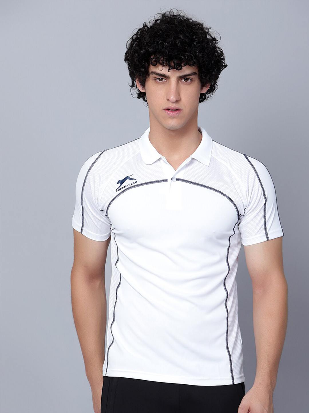 Shiv Naresh Striped Polo Collar Sports T-shirt