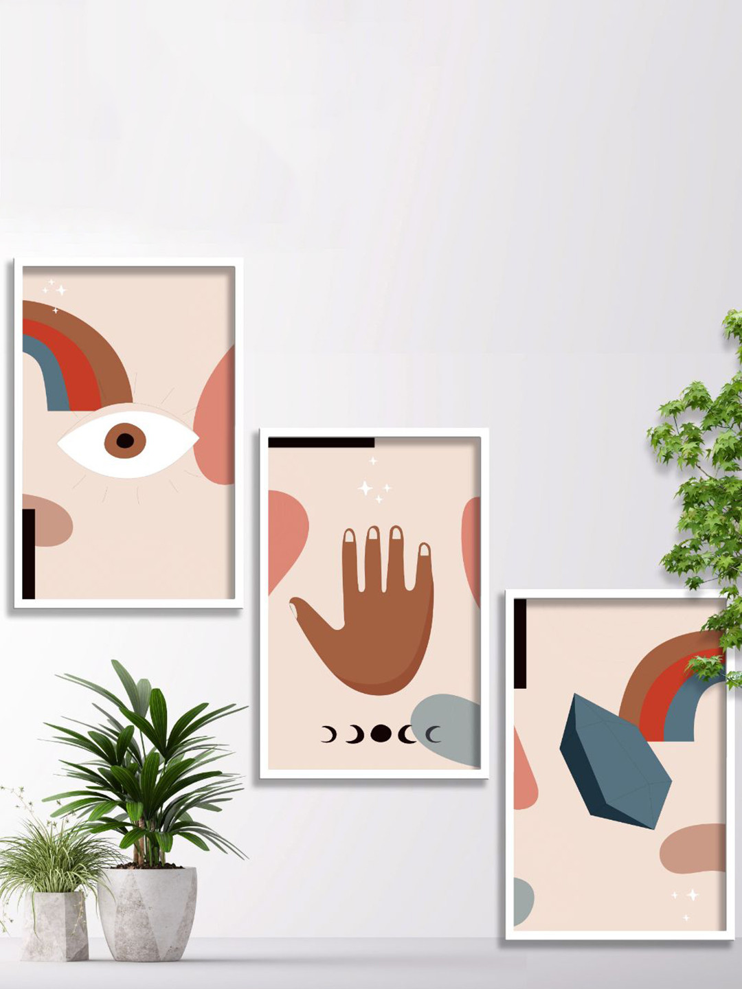 SAF Modern Art Paper 3 Pcs Wall Rectangle Paintings Wall Art -13.5 x 10.5In