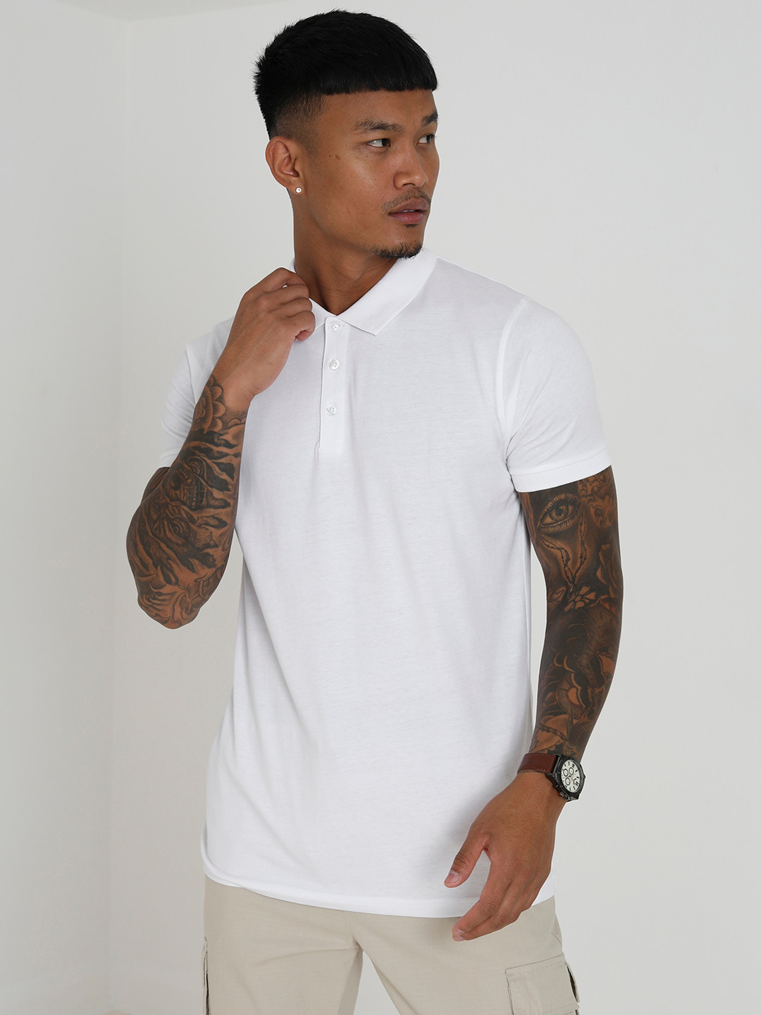 BRAVE SOUL Men Pure Cotton Polo Collar T-shirt