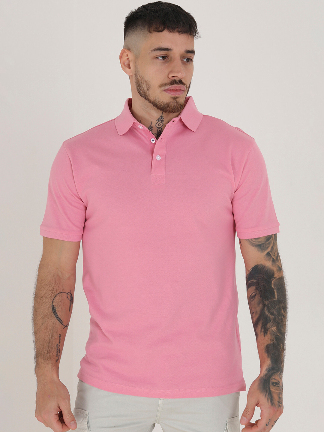 BRAVE SOUL Men Pure Cotton Polo Collar T-shirt