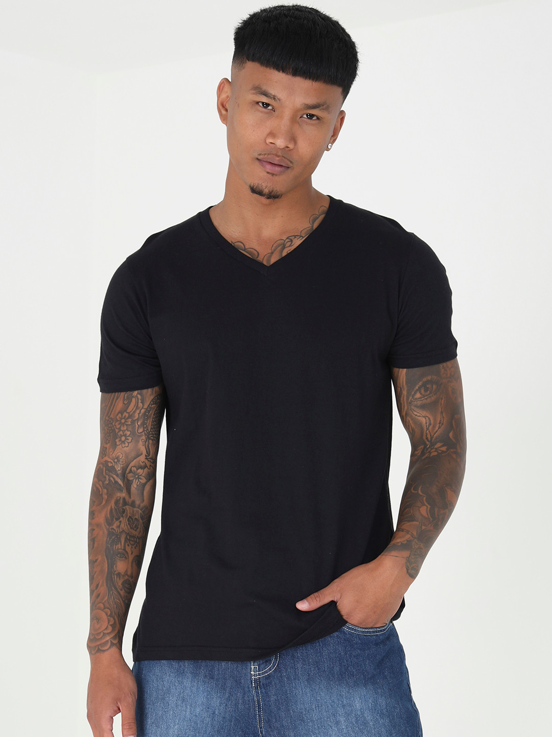 BRAVE SOUL V-Neck Pure Cotton T-shirt