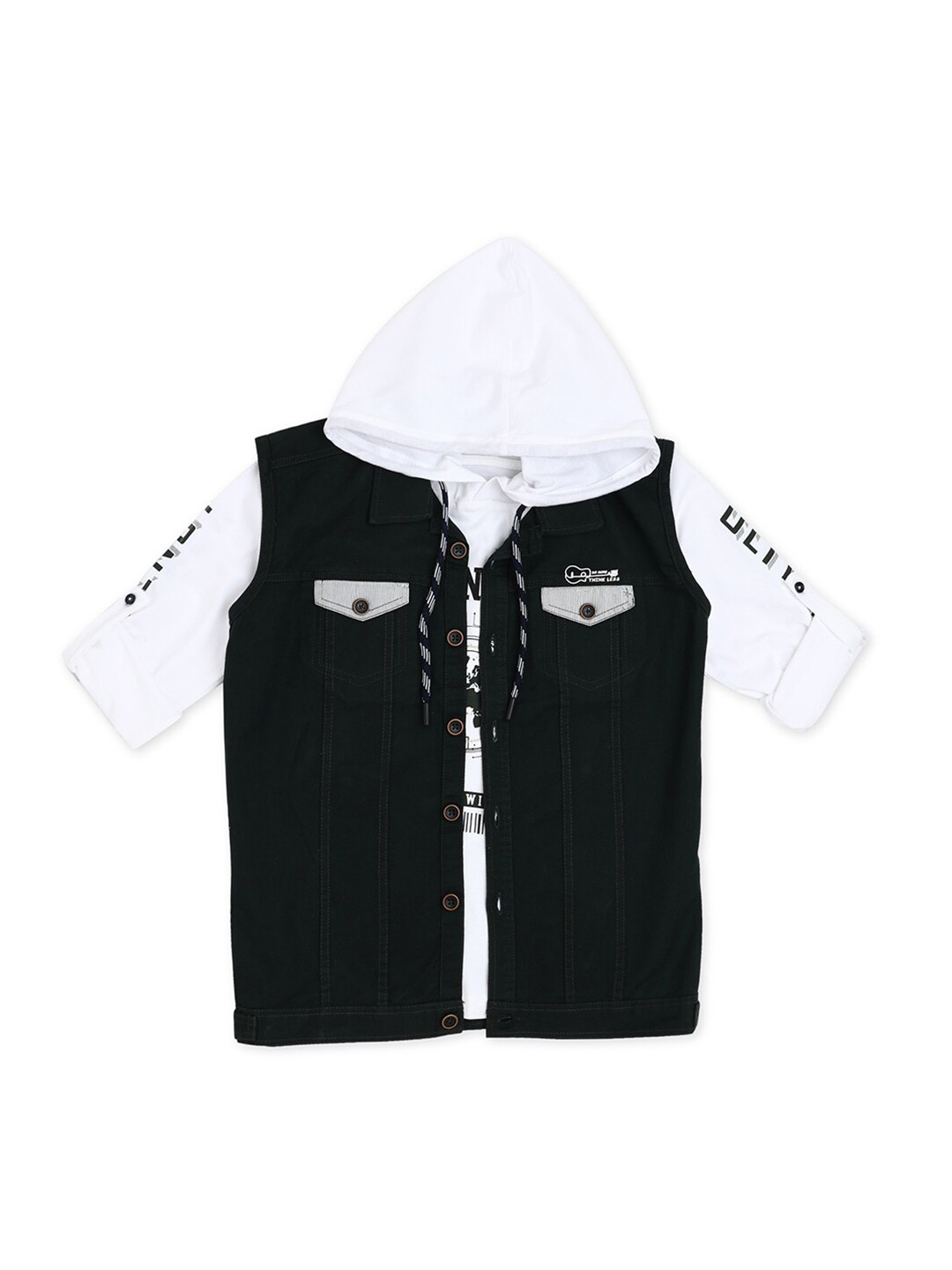 CAVIO Boys Comfort Spread Collar Twill Pure Cotton Casual Shirt With T-Shirt