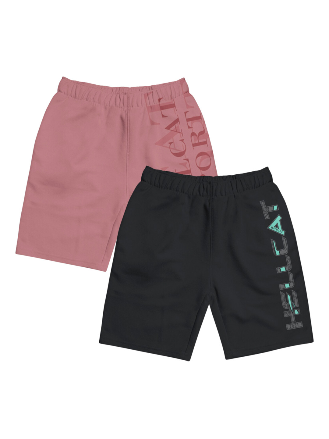 HELLCAT Girls Pack Of 2 Typography Printed Cotton Shorts