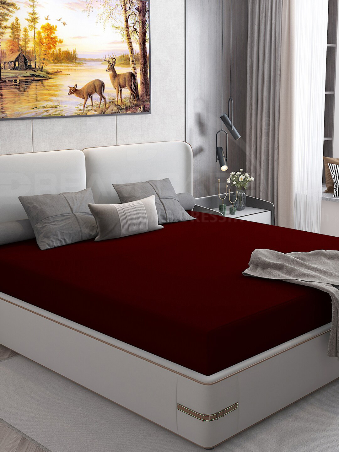 DREAM CARE Cotts Wonder Maroon Waterproof Single Mattress Protector