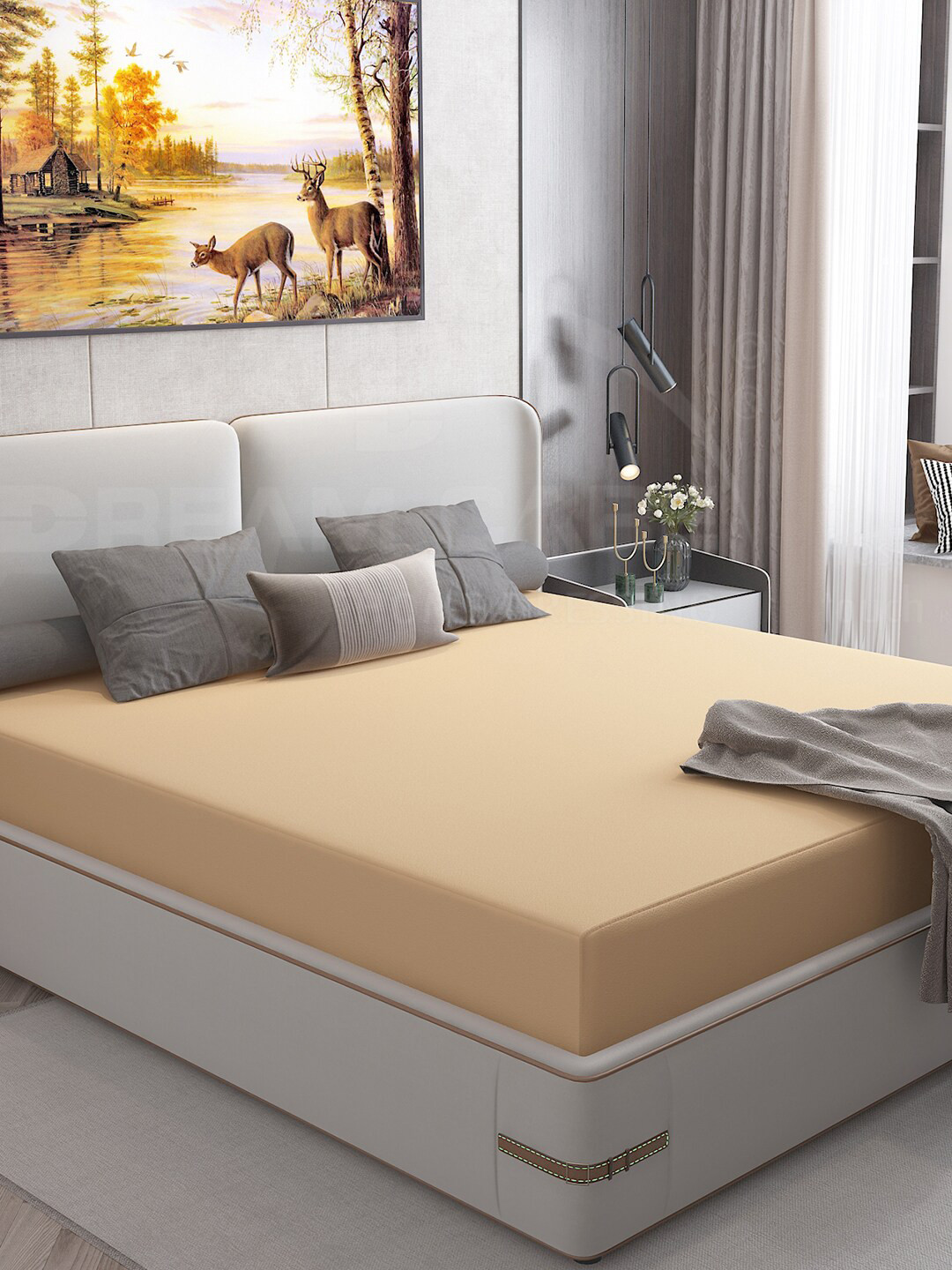 DREAM CARE Cotts Wonder Beige Waterproof Double King Mattress Protector