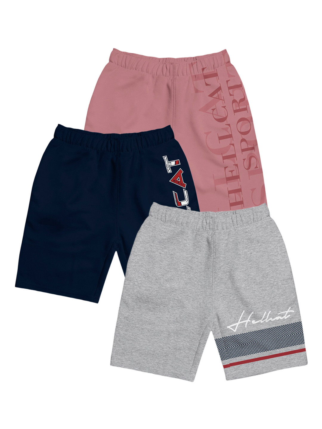 HELLCAT Girls Pack Of 3 Mid-Rise Cotton Regular Shorts