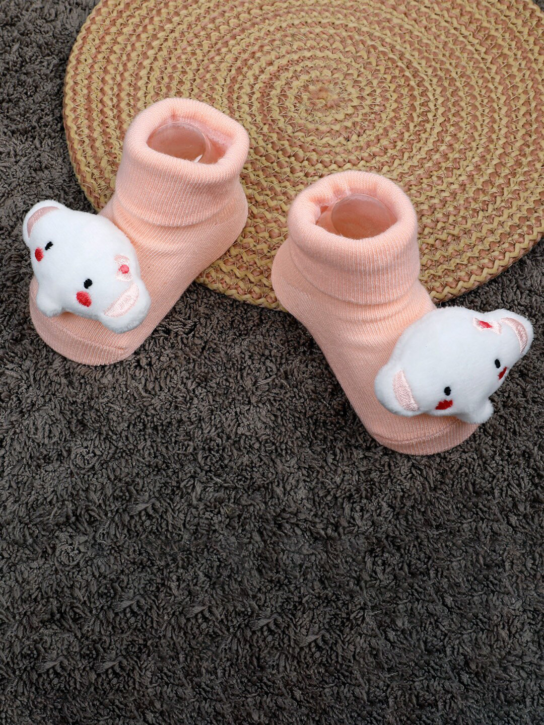 Baby Moo Infants Applique Embellished Soft And Comfortable Anti-Slip Cotton Socks Booties