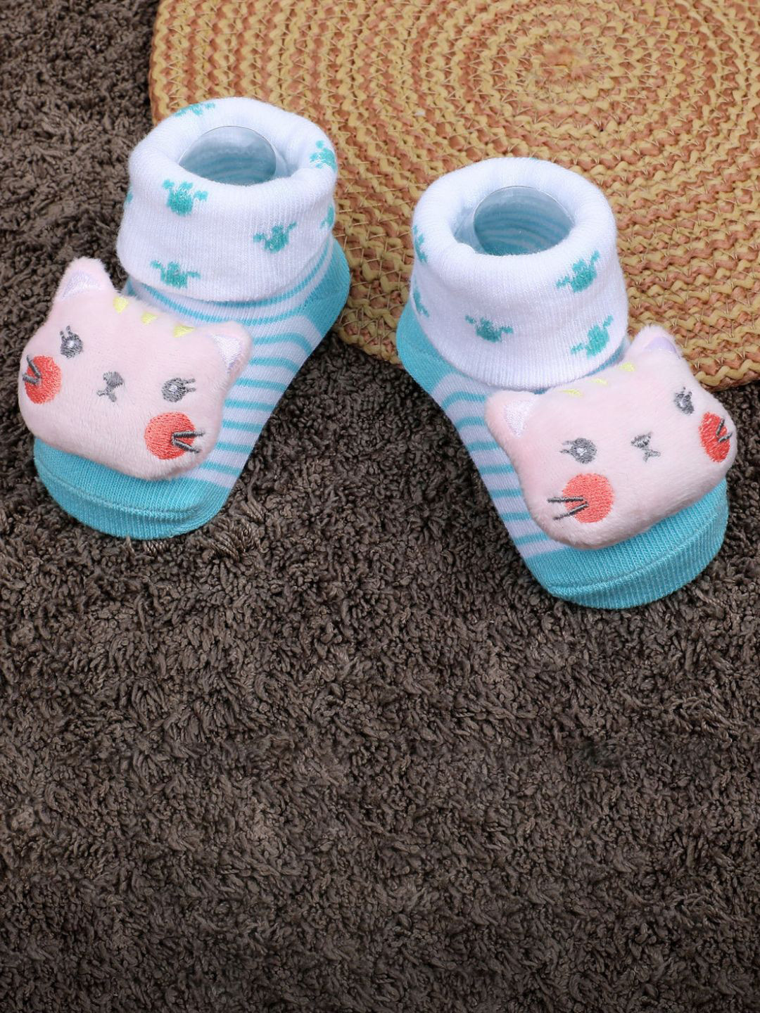 Baby Moo Infants Applique Embellished Anti-Slip Cotton Socks Booties
